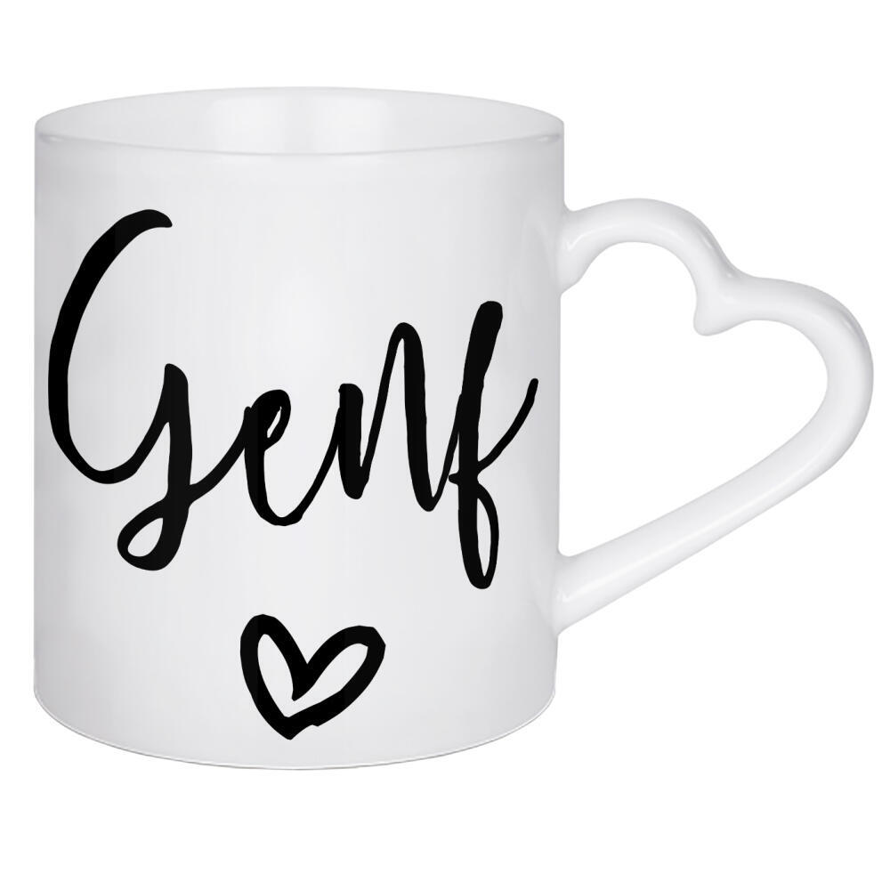 Herztasse "I Heart Genf" artboxONE - Städte,Typografie,Schwarzweiß,Städte / Weitere