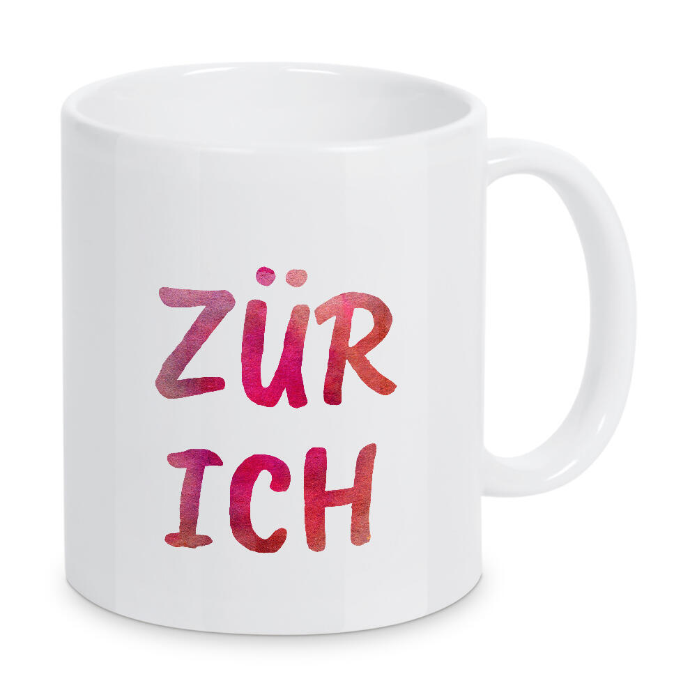 Tasse "Zürich Aquarell Bunt" artboxONE - Städte,Typografie,Städte / Zürich - Schweiz,Suisse,Switzerland,Buchstaben,Schrift,Letters,Europa