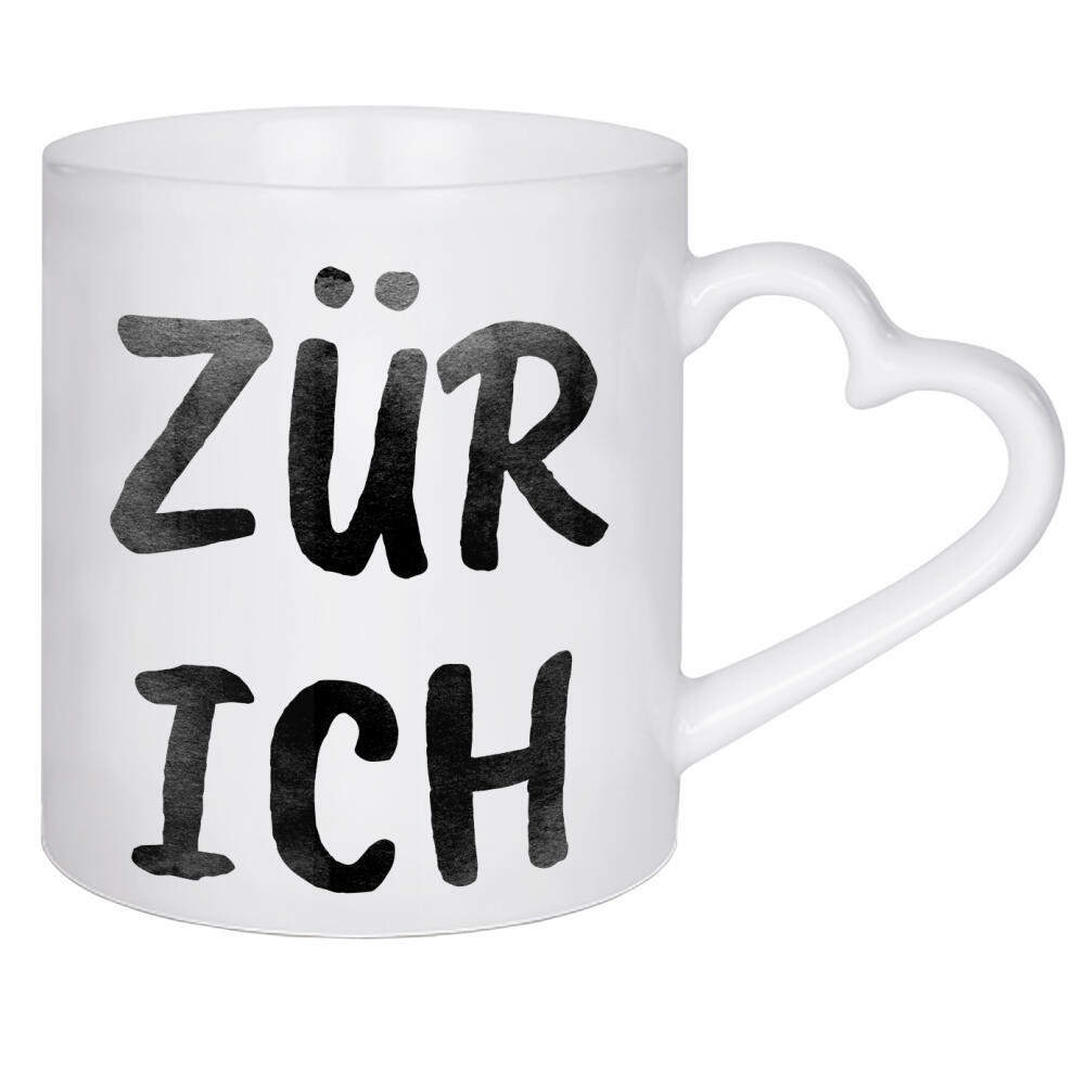 Herztasse "Zürich Aquarell SW" artboxONE - Städte,Typografie,Schwarzweiß,Städte / Zürich
