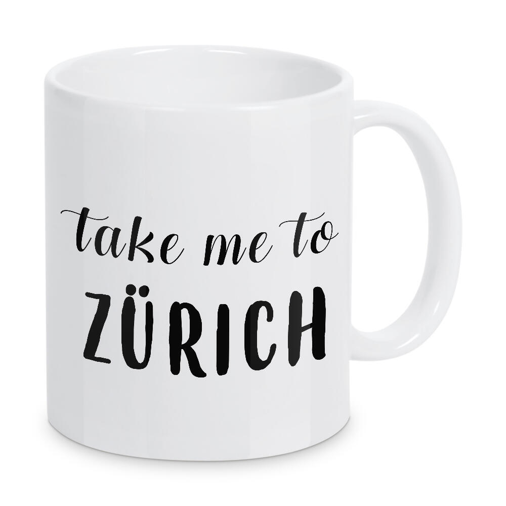 Tasse "Take me to Zürich" artboxONE - Städte,Typografie,Schwarzweiß,Städte / Zürich - Schweiz,Suisse,Switzerland,Buchstaben,Schrift,Letters,Europa