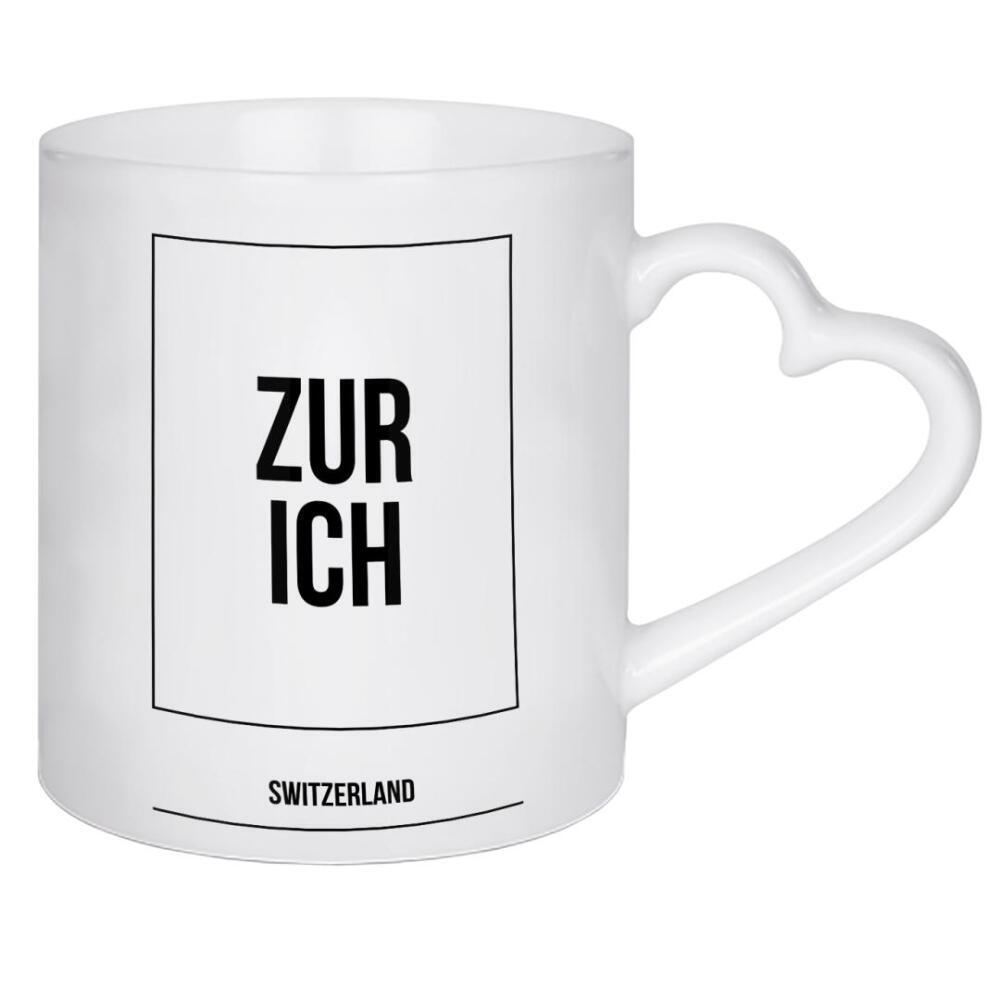 Herztasse "Zurich Square" artboxONE - Städte,Typografie,Schwarzweiß,Städte / Zürich - Schweiz,Suisse,Switzerland,Buchstaben,Schrift,Letters,Europa