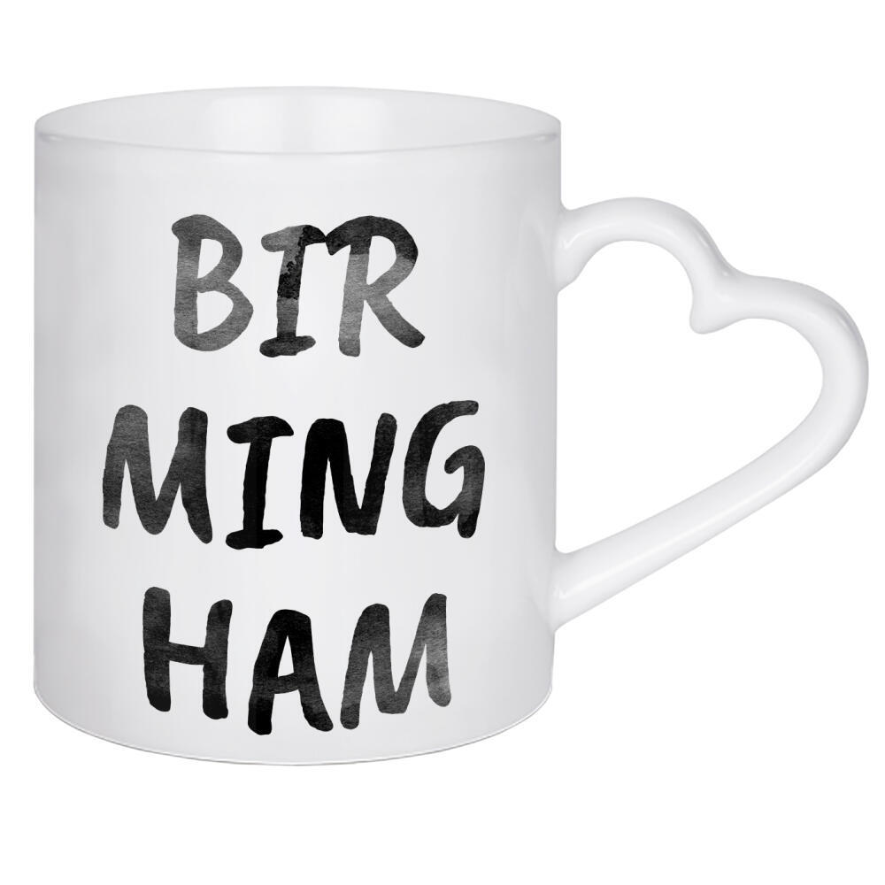 Herztasse "Birmingham Aquarell SW" artboxONE - Städte,Typografie,Schwarzweiß,Städte / Weitere