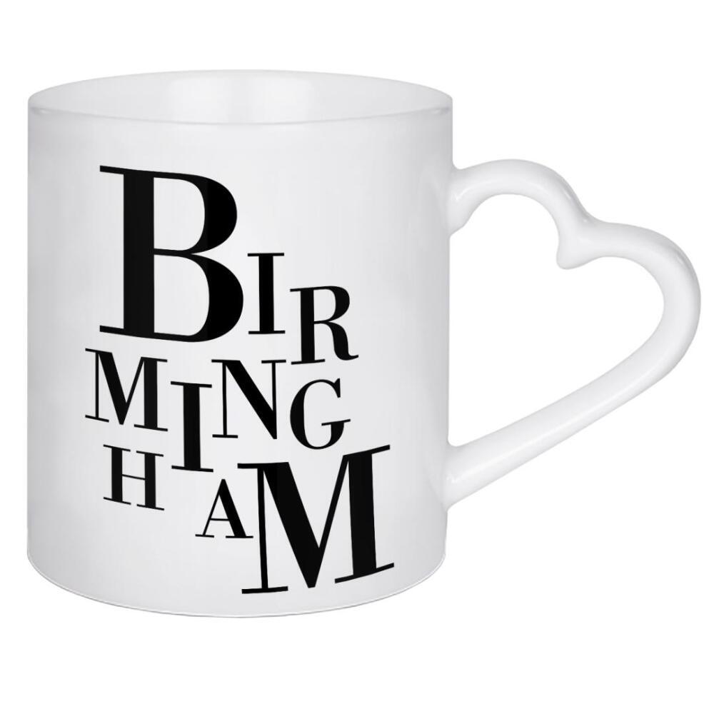Herztasse "Birmingham Buchstabensalat" artboxONE - Städte,Typografie,Schwarzweiß,Städte / Weitere