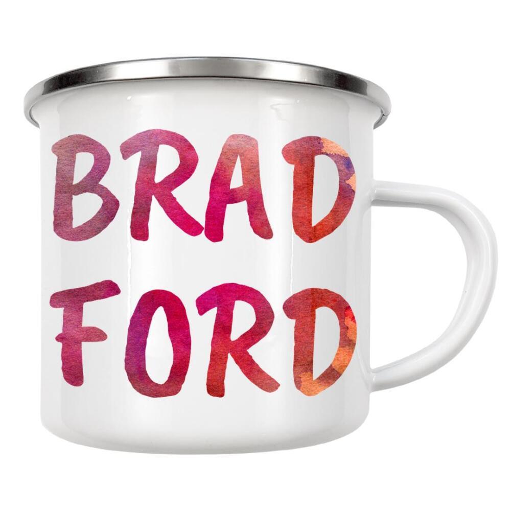 Emaille Tasse "Bradford Aquarell Bunt" artboxONE - Städte,Typografie,Städte / Weitere