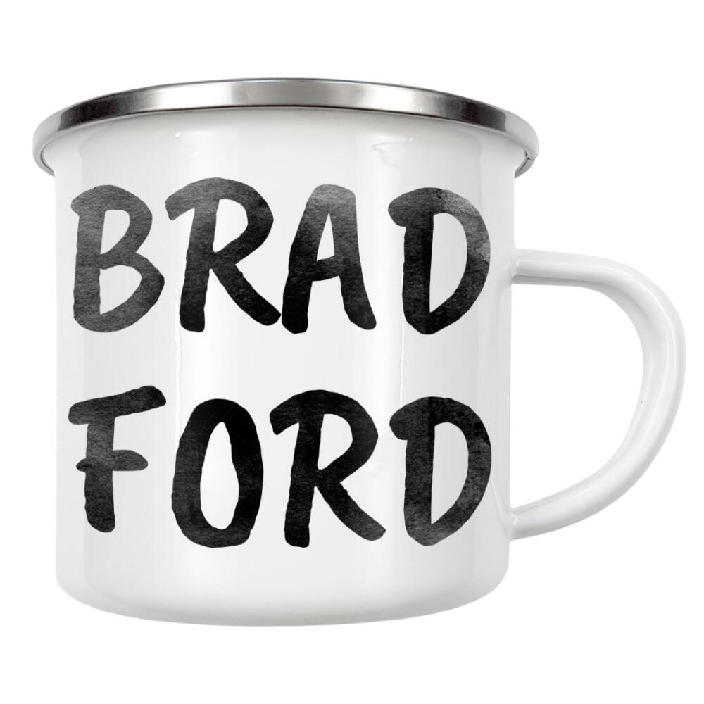 Emaille Tasse "Bradford Aquarell SW" artboxONE - Städte,Typografie,Schwarzweiß,Städte / Weitere
