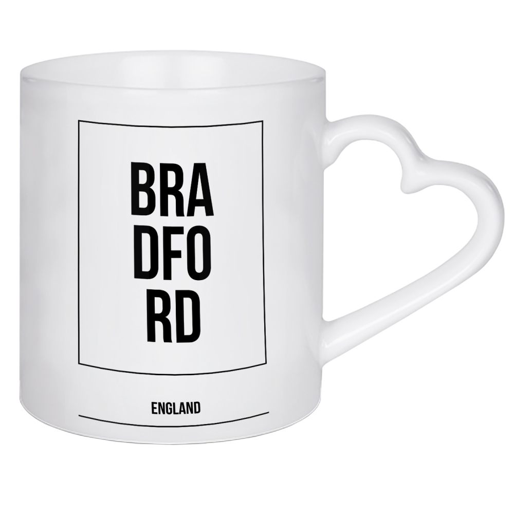 Herztasse "Bradford Square" artboxONE - Städte,Typografie,Schwarzweiß,Städte / Weitere