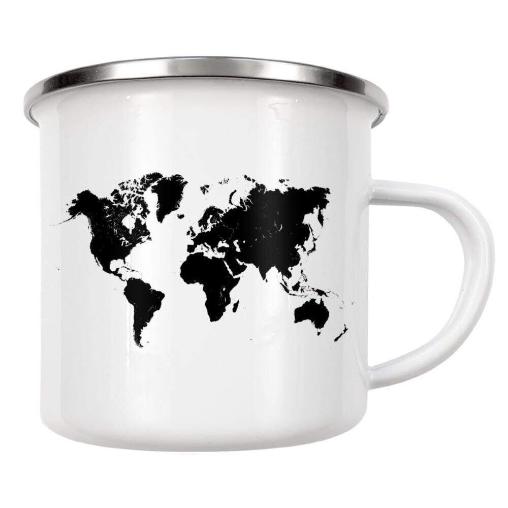 Emaille Tasse "World map 37 black" artboxONE - Reise,Kartografie