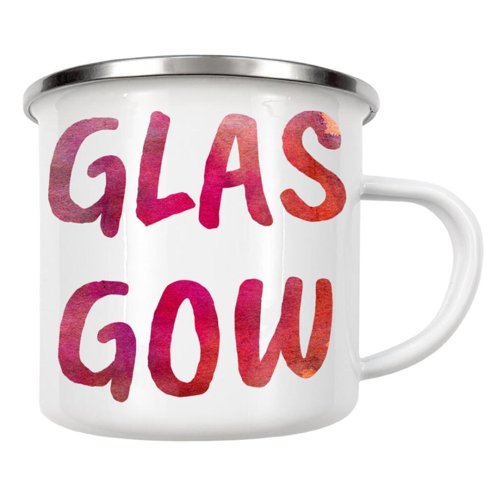 Emaille Tasse "Glasgow Aquarell Bunt" artboxONE - Städte,Typografie,Städte / Weitere