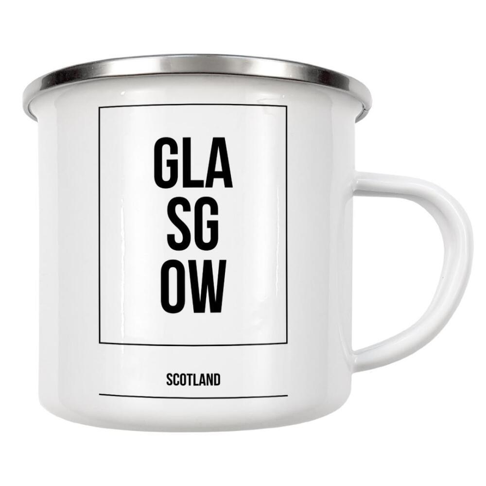 Emaille Tasse "Glasgow Square" artboxONE - Städte,Typografie,Schwarzweiß,Städte / Weitere