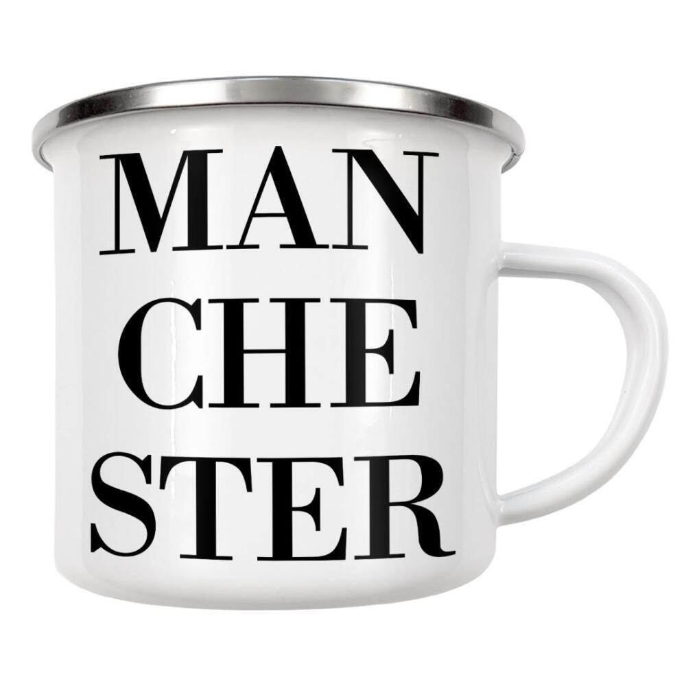 Emaille Tasse "Manchester Rosa" artboxONE - Städte,Typografie,Städte / Weitere