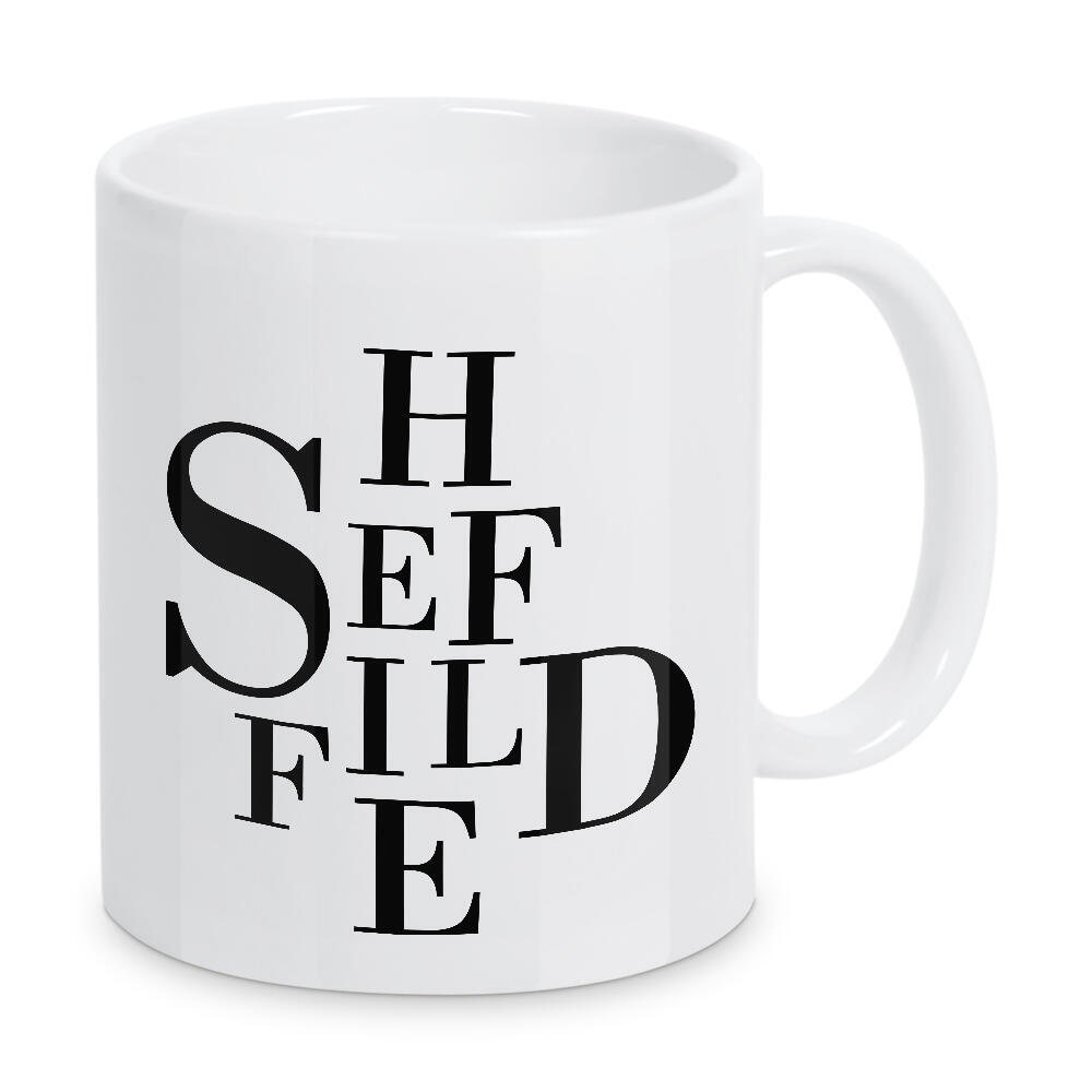 Tasse "Sheffield Buchstabensalat" artboxONE - Städte,Typografie,Schwarzweiß,Städte / Weitere
