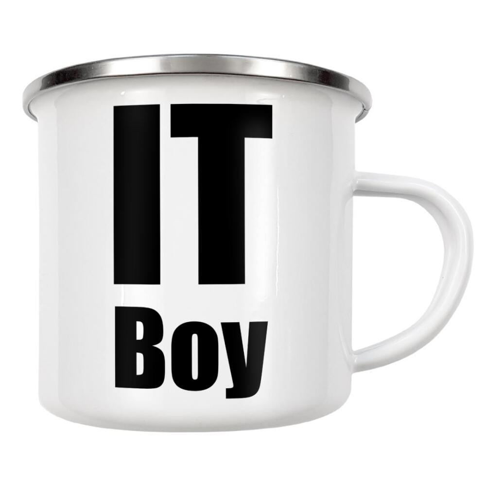 Emaille Tasse "It Boy" artboxONE - Typografie,Schwarzweiß - It,Technik,Programmierer,Itler,Informatiker,Markus,Axel