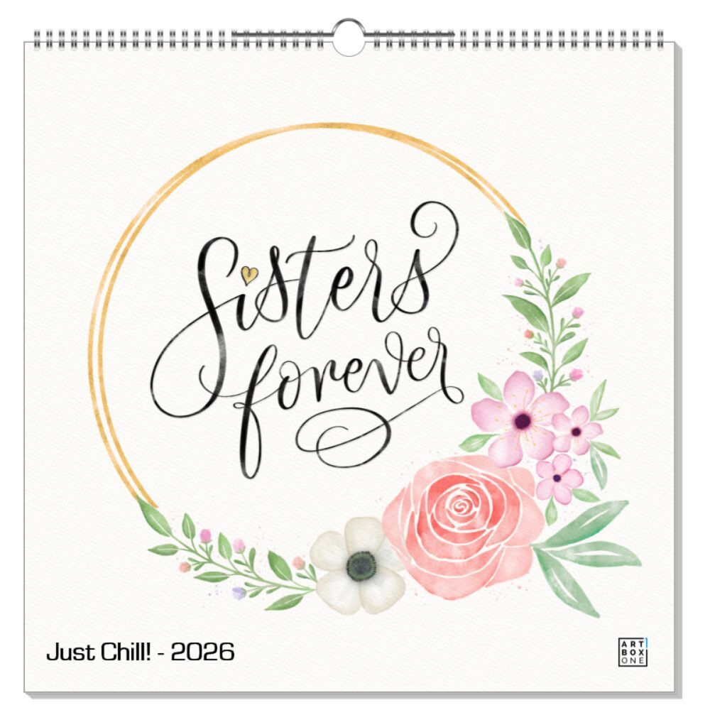 artboxONE Wandkalender Quadratisch XXL 2026 Just Chill! Typografie