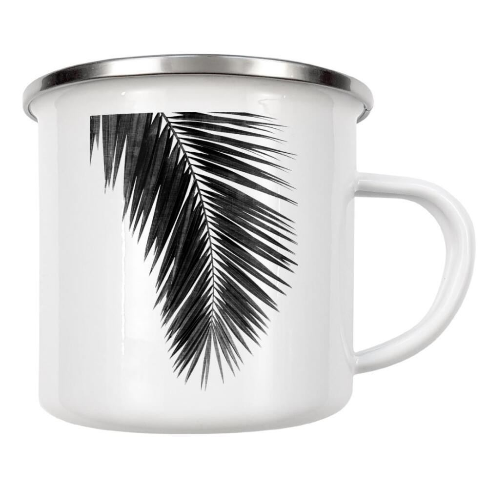 Emaille Tasse "Cohune Palm I Black White" artboxONE - Natur,Floral,Schwarzweiß