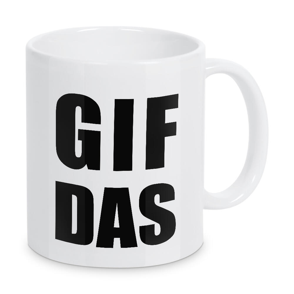 Tasse "GIF das" artboxONE - Typografie,Schwarzweiß - Gif,Bilder,Worte,Video,Kerstinhedwigwinter,Hedi