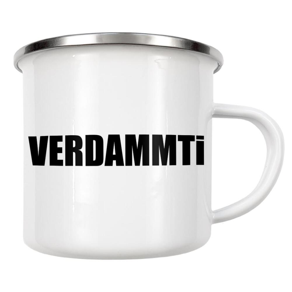 Emaille Tasse "Verdammti" artboxONE - Typografie,Schwarzweiß - Dunja,Kreft,Verdammt,Mist,Scheiße,Dunni