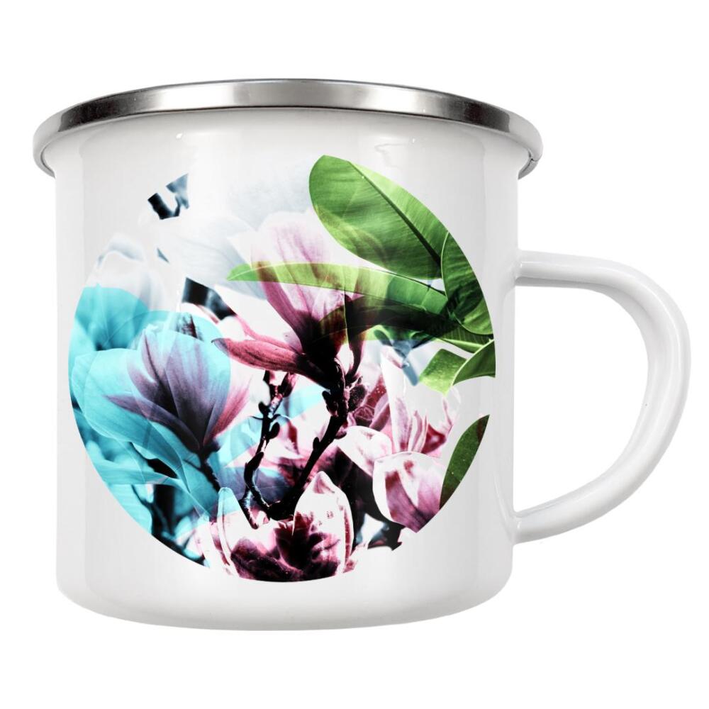 Emaille Tasse "Magnolia 02" artboxONE - Natur,Floral - Magnolie,Blume,Blumen,Baum,Natur,Muster,Flowers,Nature,Wiese,Meadow,Strauss,Bouquet