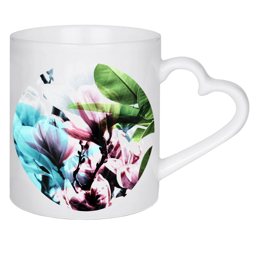 Herztasse "Magnolia 02" artboxONE - Natur,Floral - Magnolie,Blume,Blumen,Baum,Natur,Muster,Flowers,Nature,Wiese,Meadow,Strauss,Bouquet