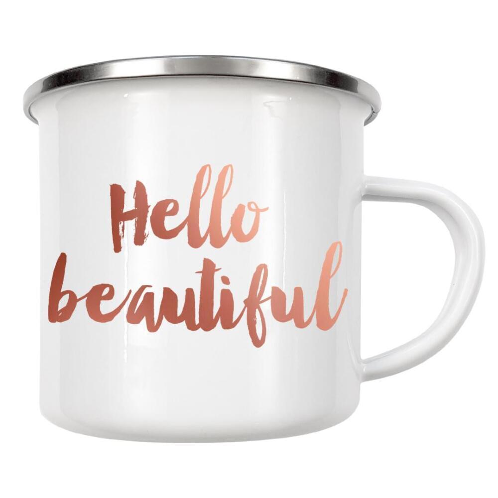 Emaille Tasse "Hello Beautiful Rose Gold" artboxONE - Typografie