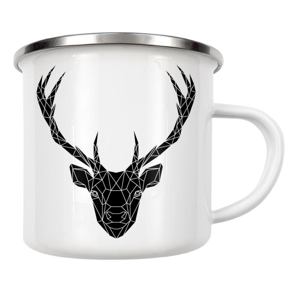 Emaille Tasse "Geometric Deer Head Black" artboxONE - Natur,Tiere,Abstrakt,Geometrie