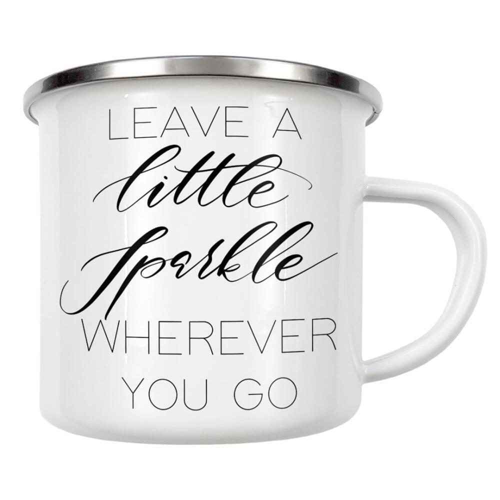 Emaille Tasse "Sparkle" artboxONE - Typografie,Für Kinder,Menschen,Schwarzweiß,Liebe