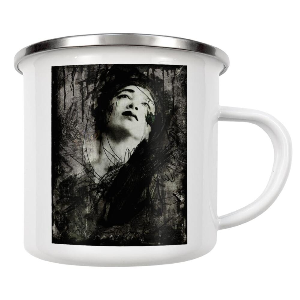 Emaille Tasse "Tout était chaos" artboxONE - Schwarzweiß,Fashion