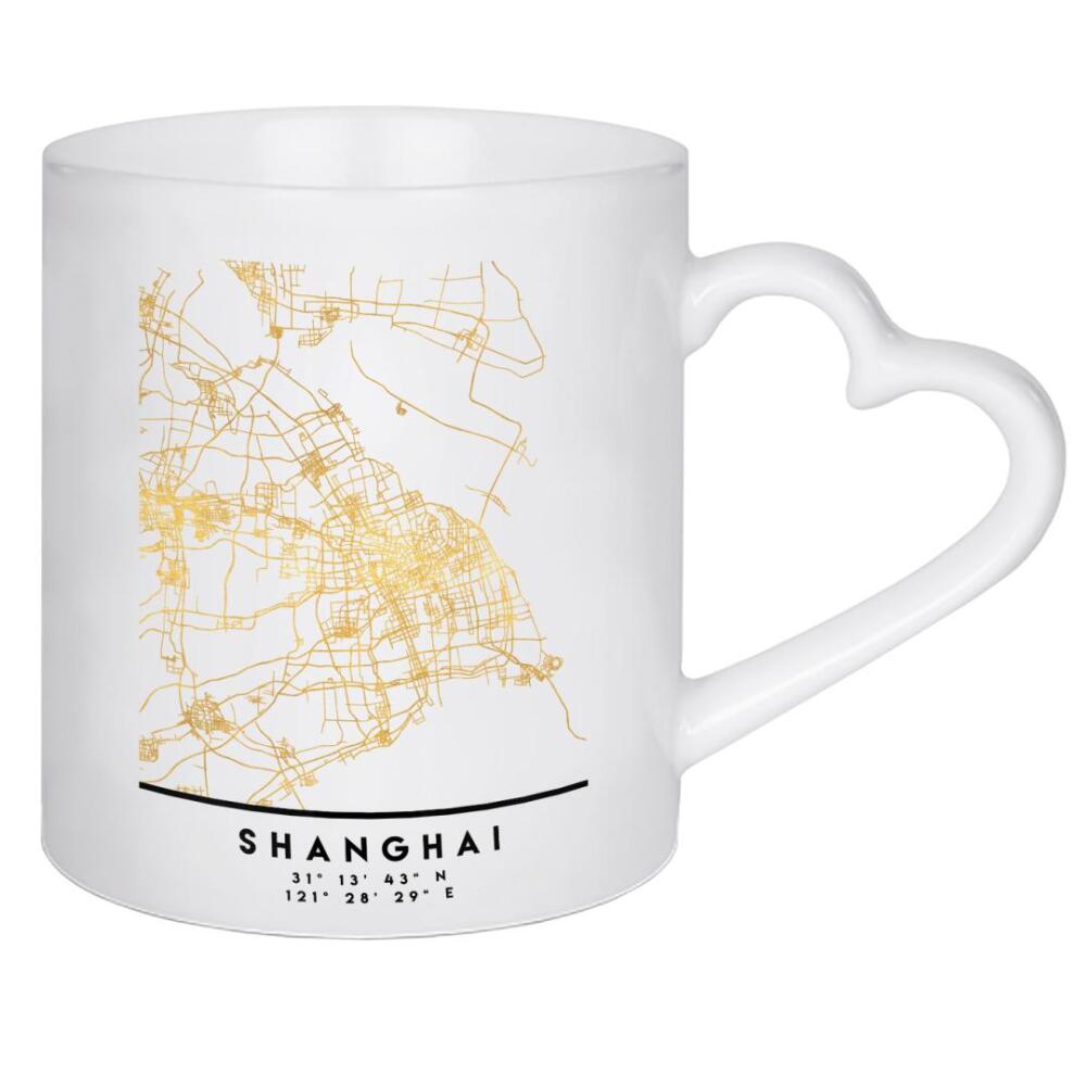 Herztasse "SHANGHAI CHINA CITY STREET MAP ART" artboxONE - Städte,Reise,Städte / Shanghai,Kartografie
