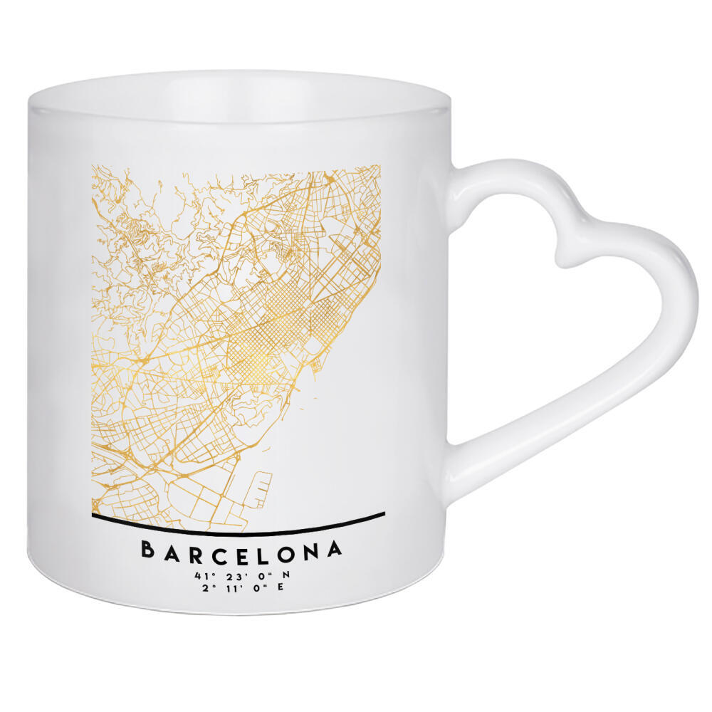 Herztasse "BARCELONA SPAIN STREET MAP ART" artboxONE - Städte,Reise,Städte / Barcelona,Kartografie