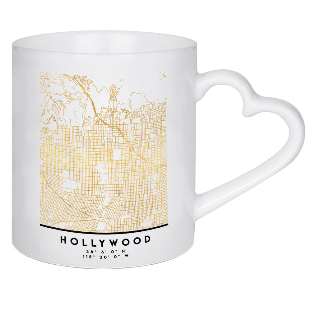 Herztasse "HOLLYWOOD CALIFORNIA STREET MAP" artboxONE - Städte,Reise,Städte / Los Angeles,Kartografie