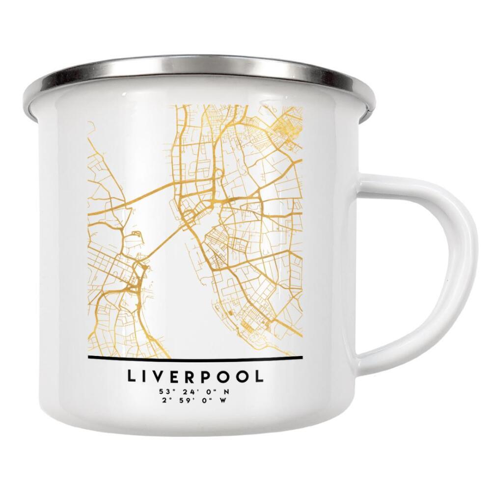 Emaille Tasse "LIVERPOOL ENGLAND STREET MAP ART" artboxONE - Städte,Reise,Kartografie