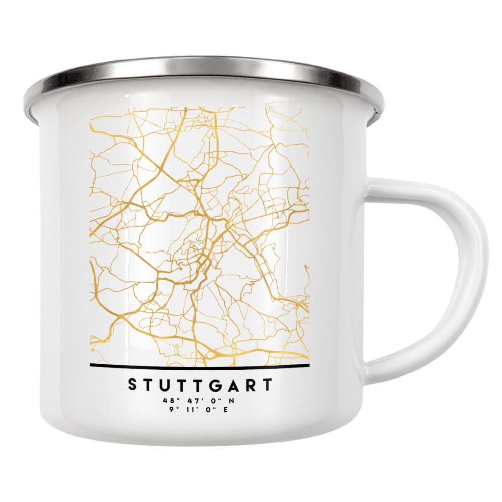 Emaille Tasse "STUTTGART GERMANY STREET MAP ART" artboxONE - Städte,Reise,Städte / Stuttgart,Kartografie