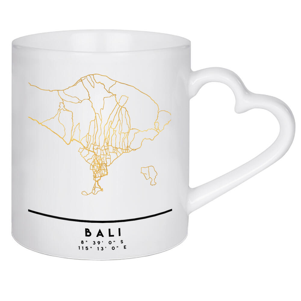 Herztasse "BALI INDONESIA STREET MAP ART" artboxONE - Städte,Reise,Reise / Asien,Kartografie