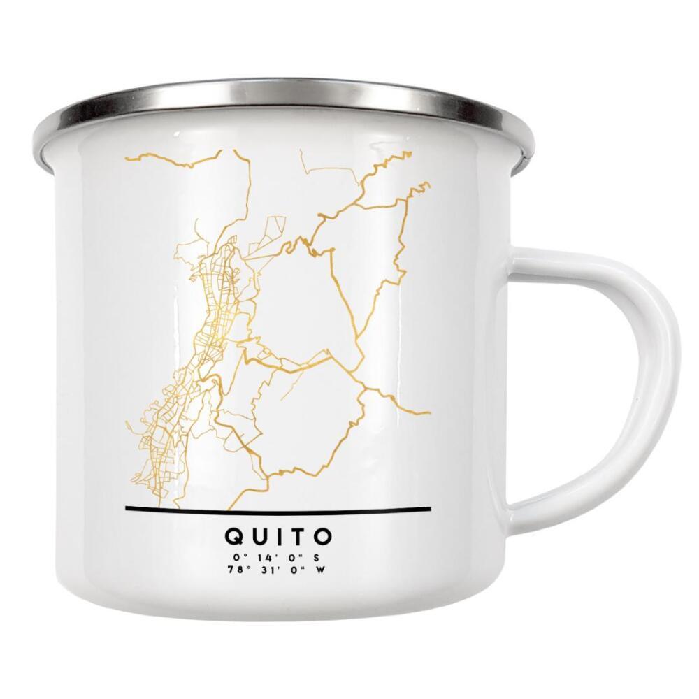 Emaille Tasse "QUITO ECUADOR STREET MAP ART" artboxONE - Städte,Reise,Kartografie