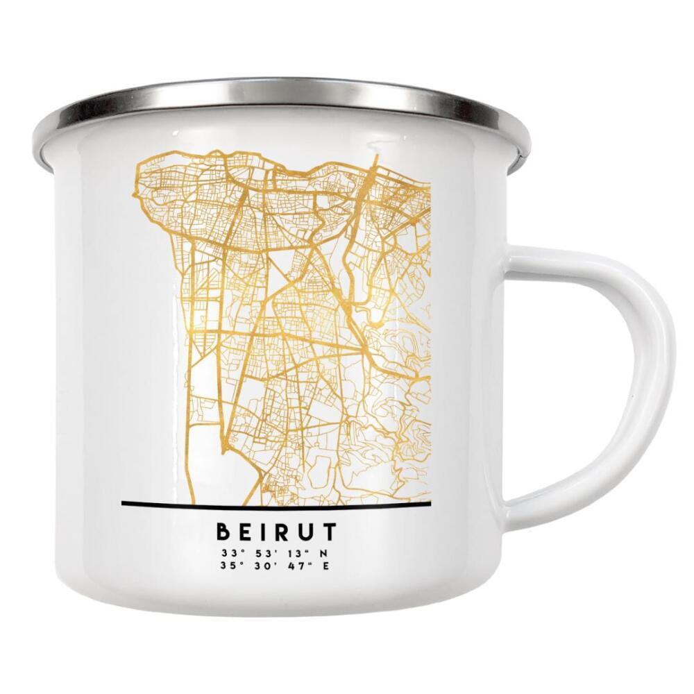 Emaille Tasse "BEIRUT LEBANON STREET MAP ART" artboxONE - Städte,Reise,Kartografie