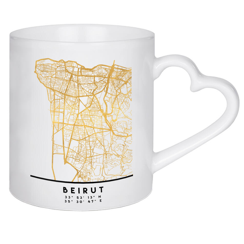 Herztasse "BEIRUT LEBANON STREET MAP ART" artboxONE - Städte,Reise,Kartografie
