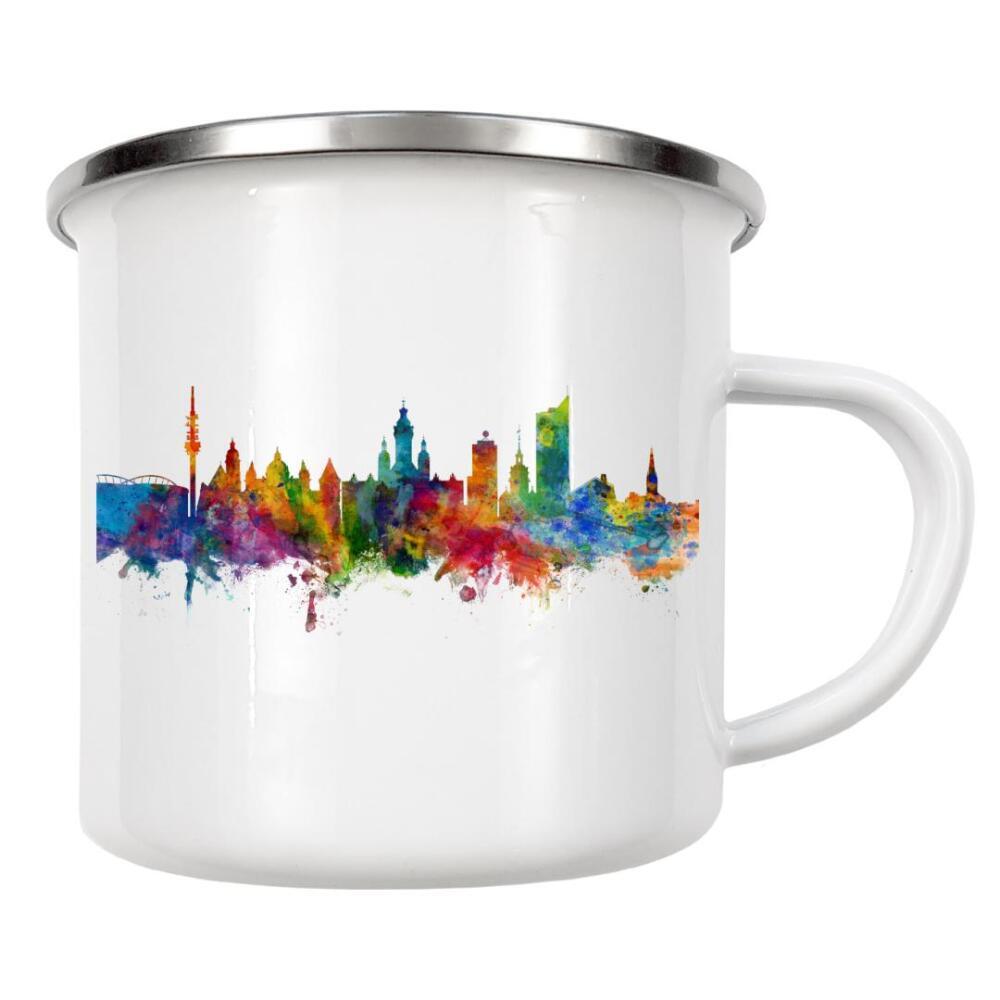 Emaille Tasse "Leipzig Germany Skyline" artboxONE - Städte,Reise