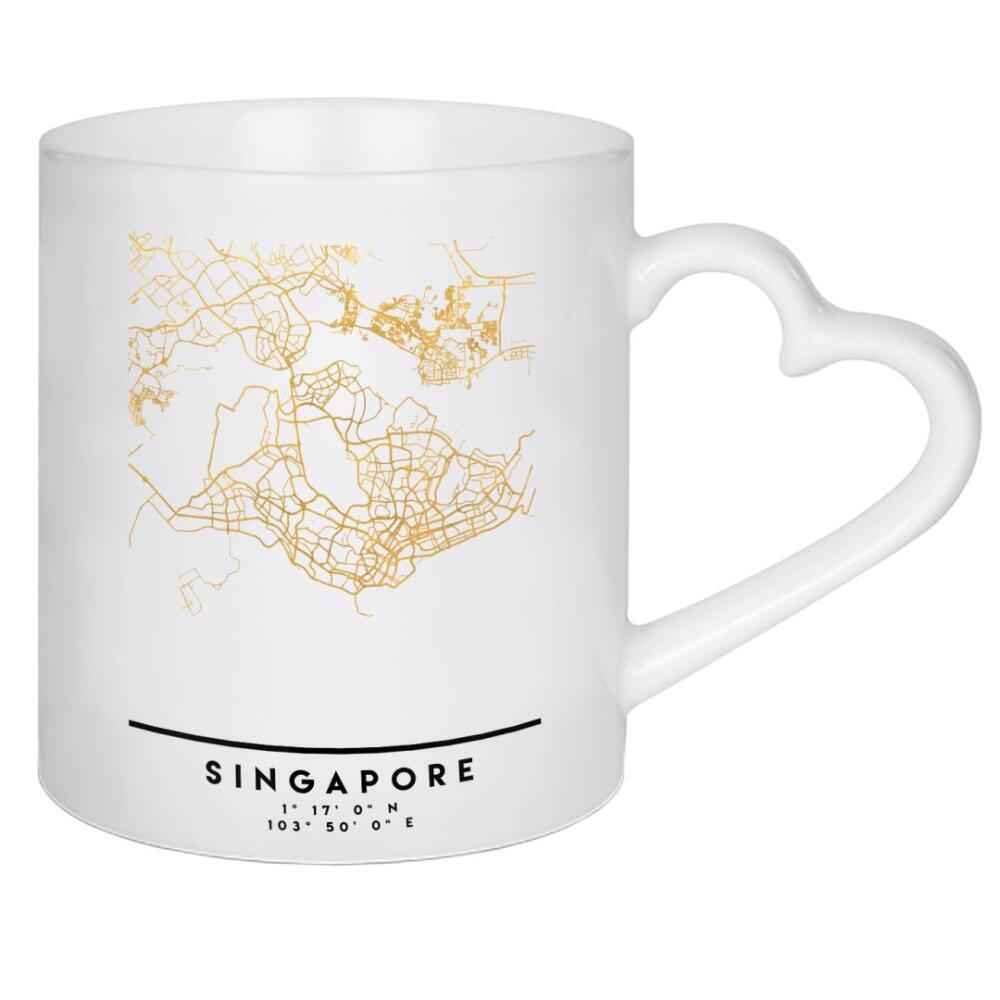 Herztasse "SINGAPORE STREET MAP ART" artboxONE - Städte,Reise,Städte / Singapur,Kartografie