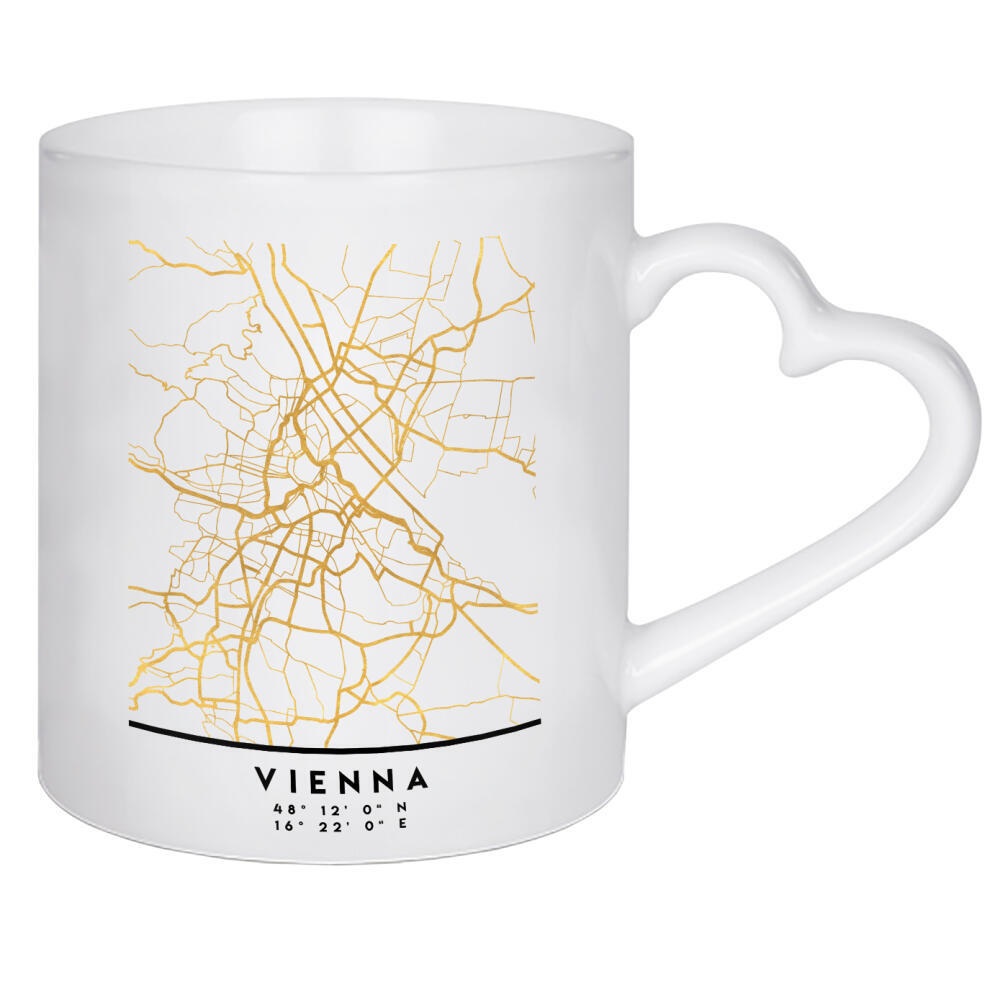 Herztasse "VIENNA AUSTRIA STREET MAP ART" artboxONE - Städte,Reise,Städte / Wien,Kartografie