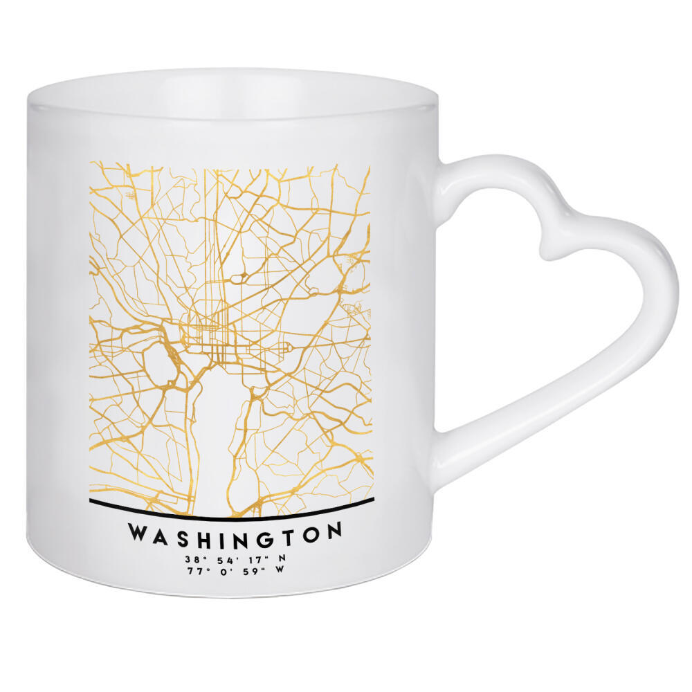 Herztasse "WASHINGTON STREET MAP ART" artboxONE - Städte,Reise,Städte / Washington,Kartografie