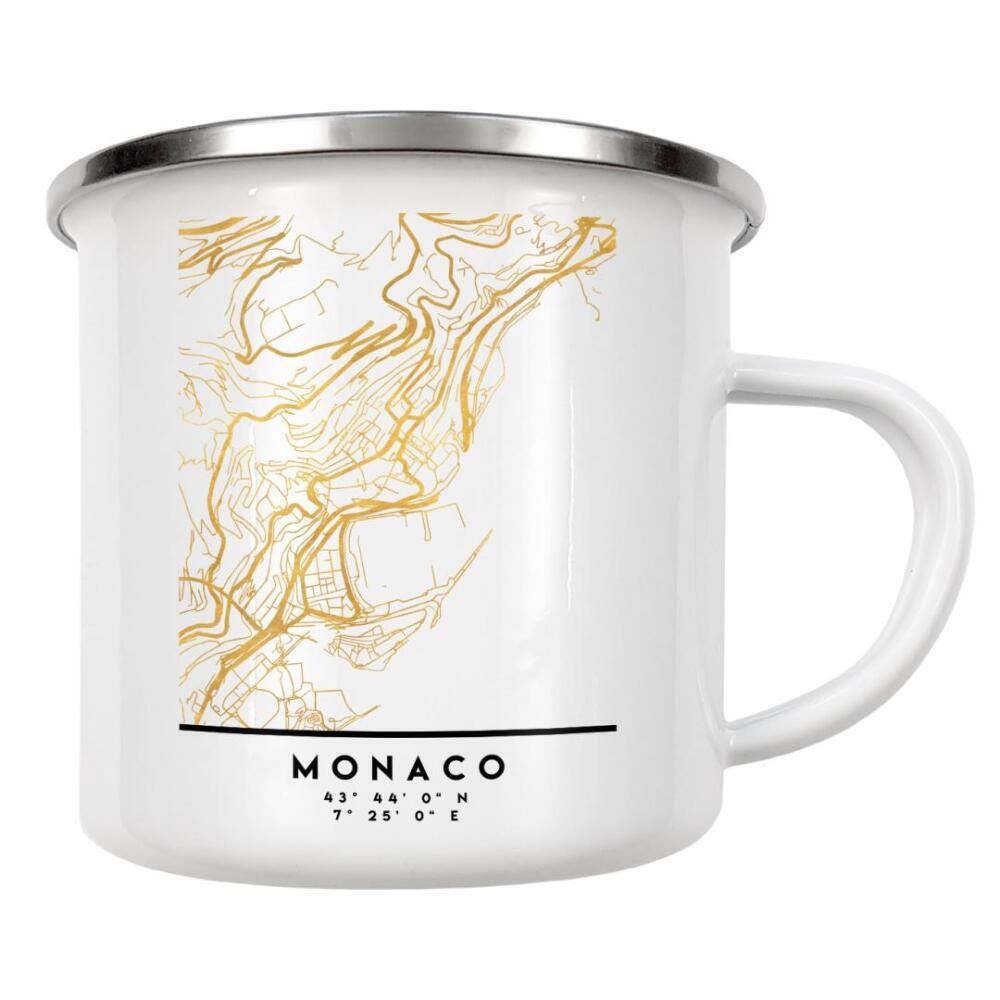 Emaille Tasse "MONACO STREET MAP ART" artboxONE - Städte,Reise,Kartografie
