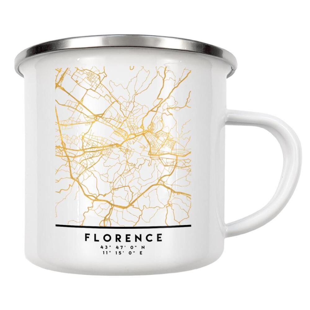 Emaille Tasse "FLORENCE ITALY STREET MAP ART" artboxONE - Städte,Reise,Kartografie
