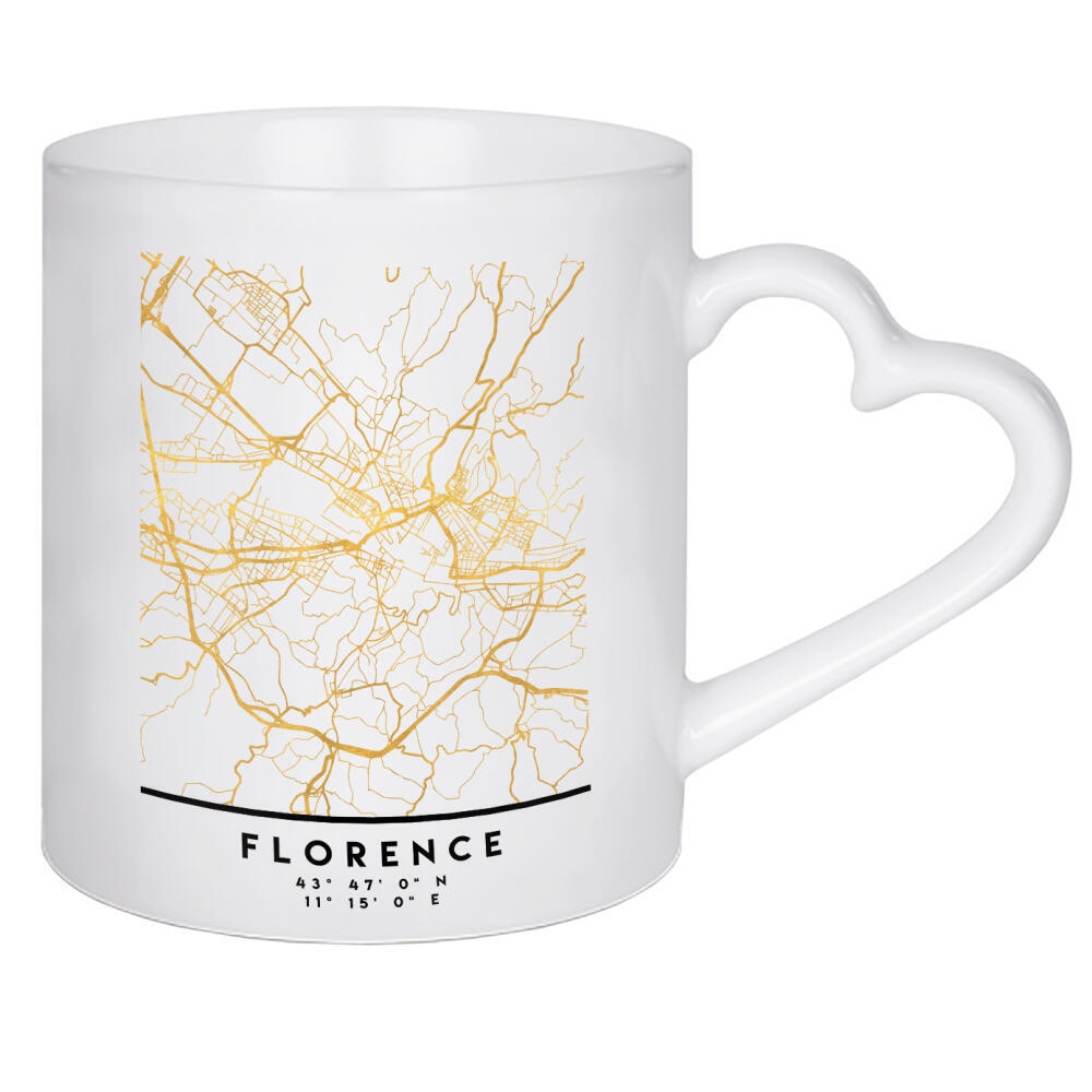 Herztasse "FLORENCE ITALY STREET MAP ART" artboxONE - Städte,Reise,Kartografie