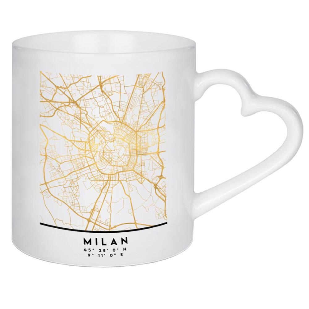 Herztasse "MILAN ITALY STREET MAP ART" artboxONE - Städte,Reise,Städte / Mailand,Kartografie