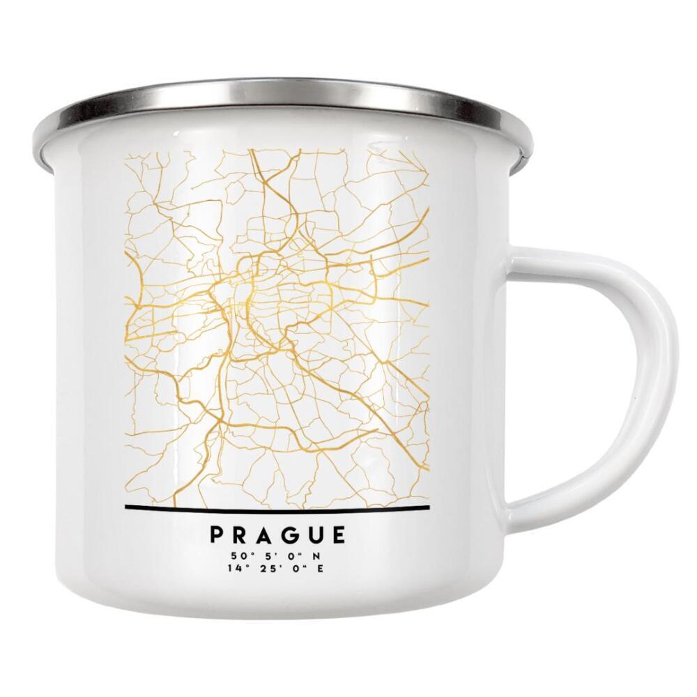 Emaille Tasse "PRAGUE CZECH STREET MAP ART" artboxONE - Städte,Reise,Städte / Prag,Kartografie