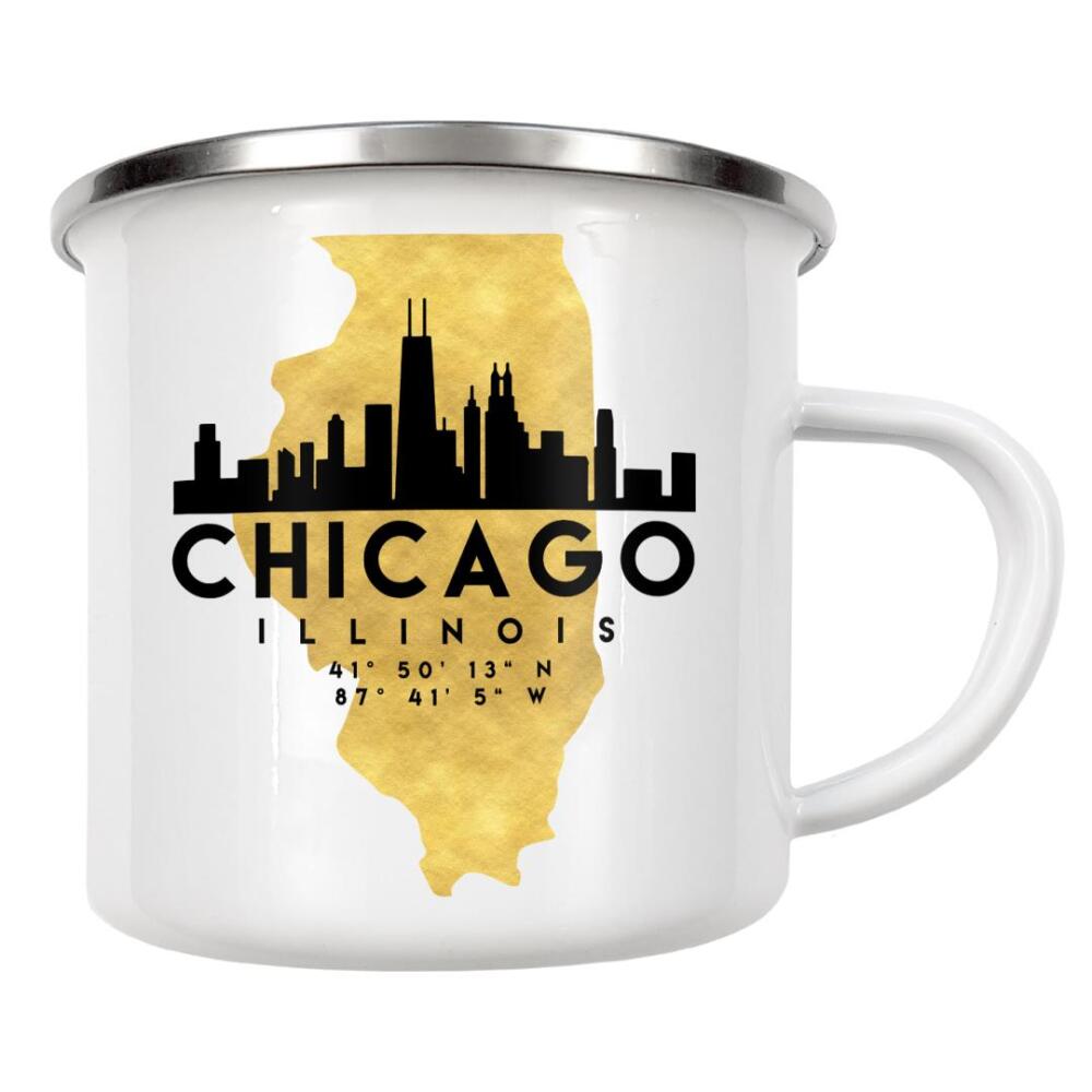 Emaille Tasse "CHICAGO ILLINOIS SKYLINE MAP ART" artboxONE - Städte,Reise,Städte / Chicago,Kartografie