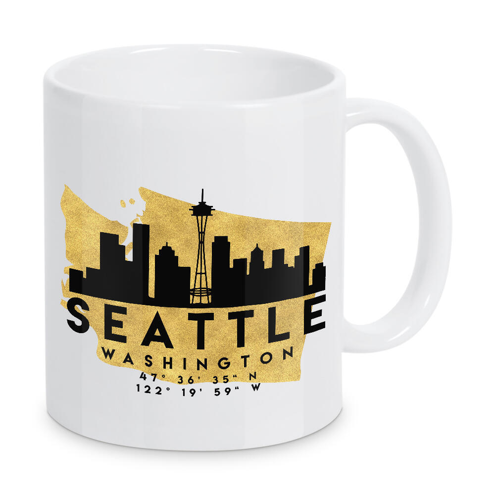 Tasse "SEATTLE WASHINGTON SKYLINE MAP" artboxONE - Städte,Reise,Kartografie