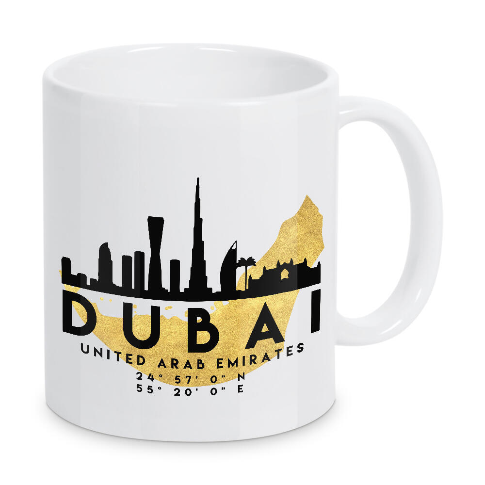 Tasse "DUBAI UAE SKYLINE MAP ART" artboxONE - Städte,Reise,Städte / Dubai,Kartografie