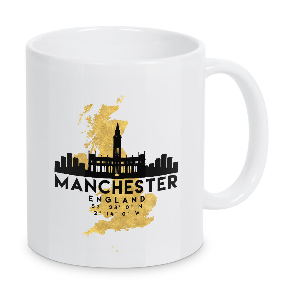 Tasse "MANCHESTER ENGLAND SKYLINE MAP ART" artboxONE - Städte,Reise,Kartografie