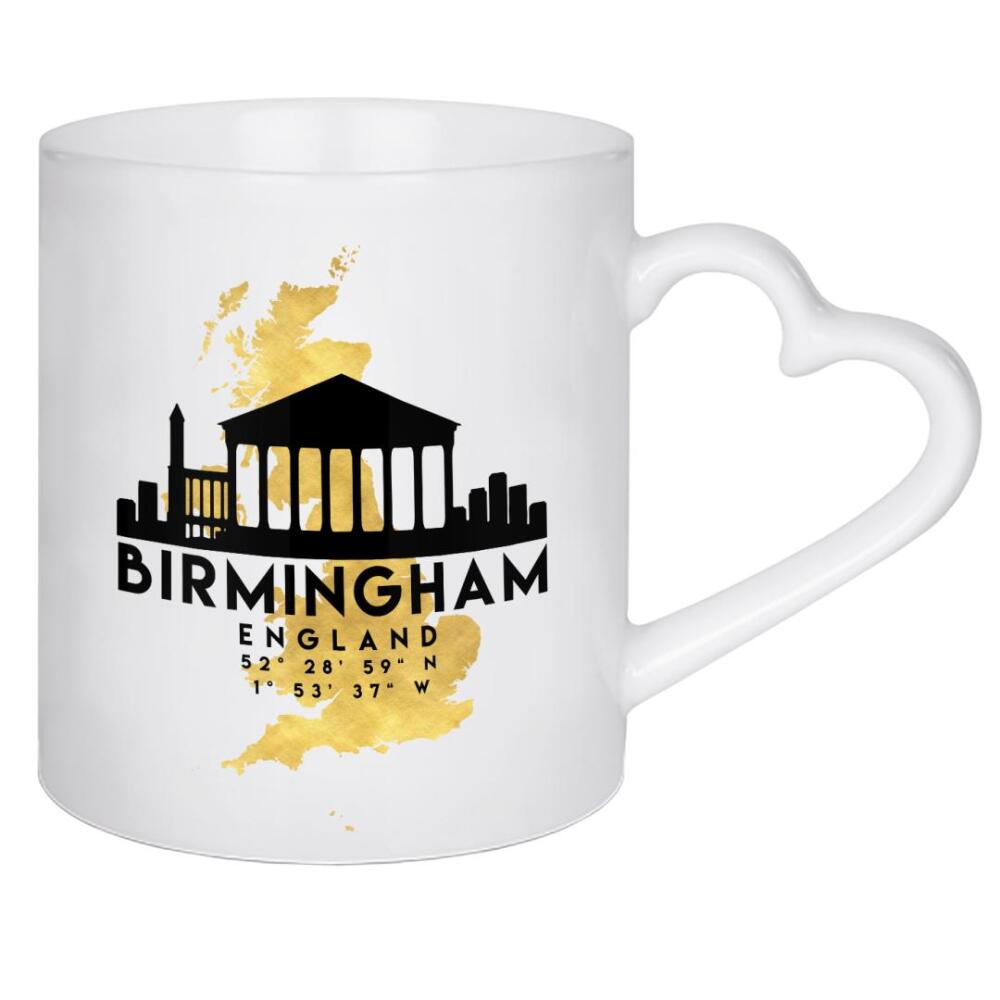Herztasse "BIRMINGHAM ENGLAND SKYLINE MAP" artboxONE - Städte,Reise,Kartografie