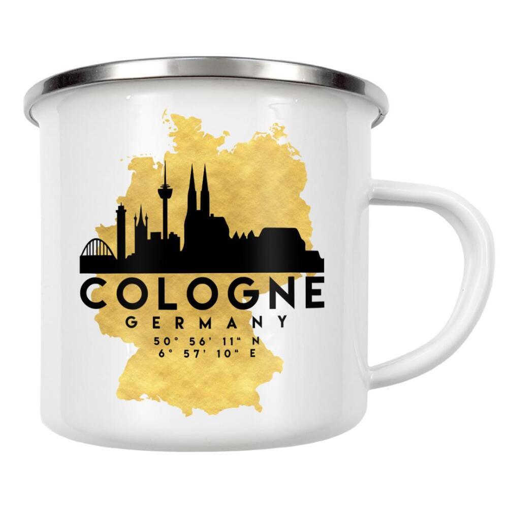 Emaille Tasse "COLOGNE GERMANY SKYLINE MAP ART" artboxONE - Städte,Städte / Köln,Reise,Kartografie